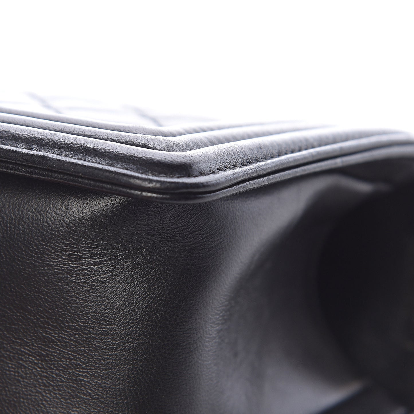 Calfskin Quilted Small Boy Flap Black