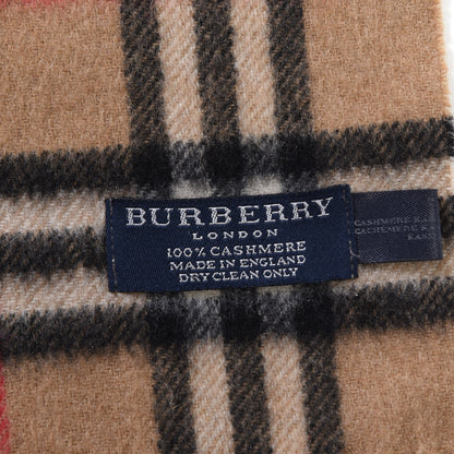Burberry Cashmere House Check Fringe Scarf Camel 5 of 5