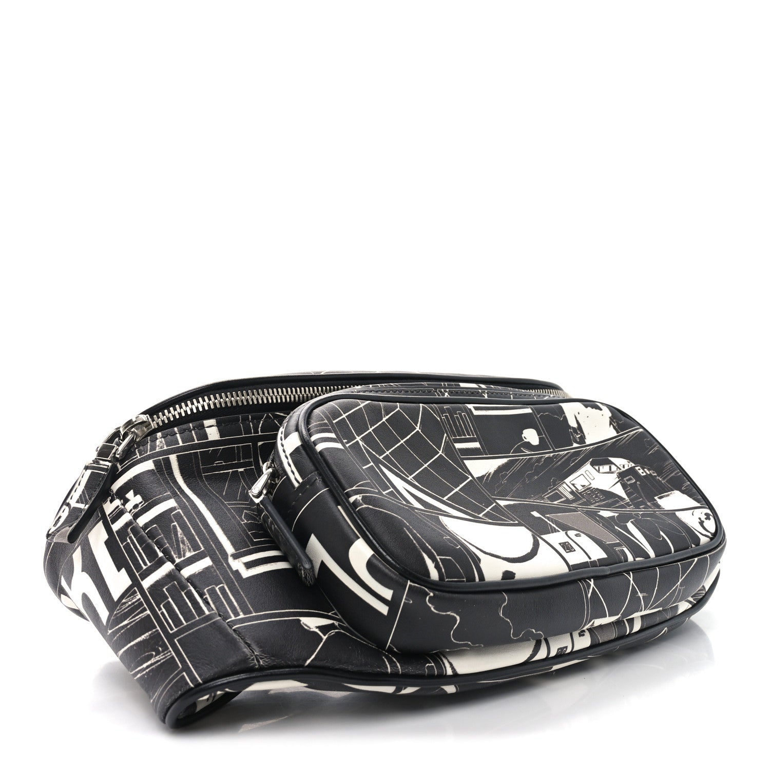 Prada X JAMES JEAN Calfskin Comic Print Belt Bag Black 4 of 9