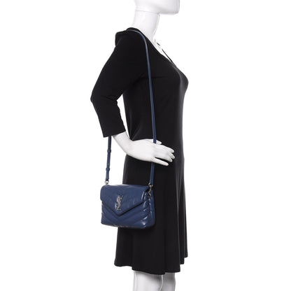 Saint Laurent Calfskin Y Quilted Monogram Toy Loulou Chain Satchel Denim 2 of 9