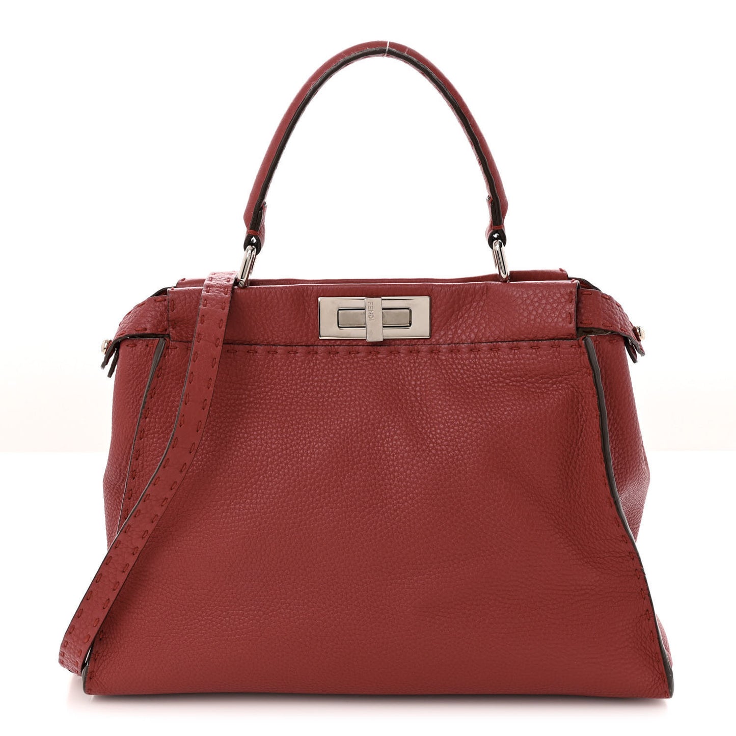 Cuoio Romano Selleria Bi-Color Medium Peekaboo Iconic Satchel Rosso Latte