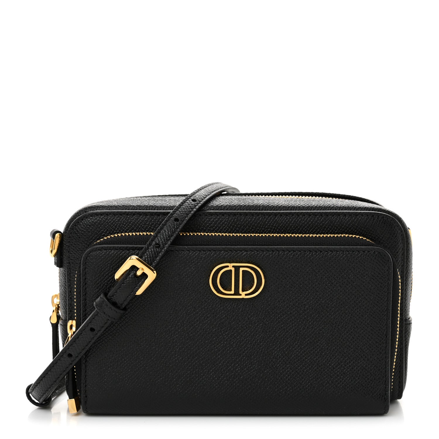 Christian Dior Grained Calfskin Caro Double Pouch Black 1 of 10