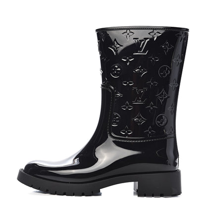 Louis Vuitton Rubber Embossed Monogram Drops Flat Half Boots 40 Black 1 of 9