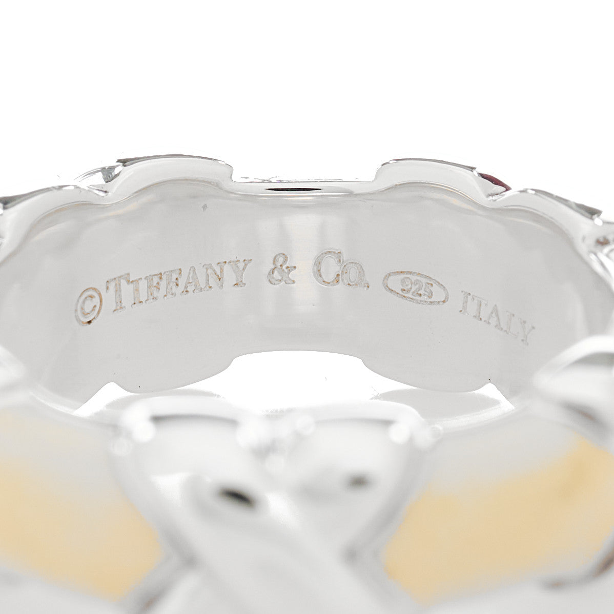 Sterling Silver Enamel Signature X Ring 49 5 White