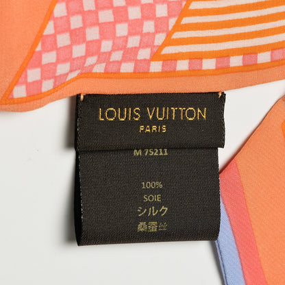 Louis Vuitton Silk Damier Aquarelle Bandeau Orange 4 of 6