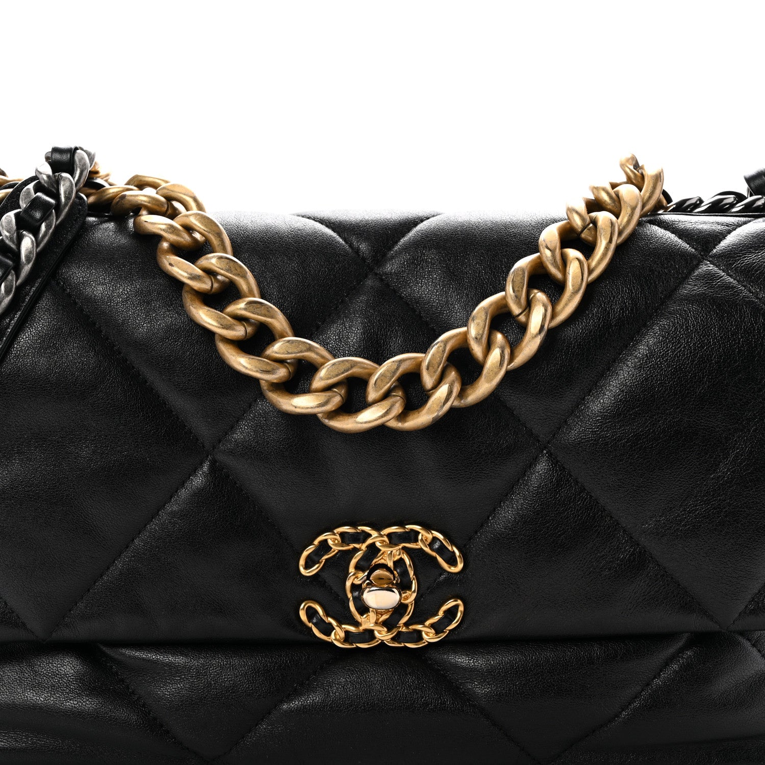 Chanel Shiny Goatskin Quilted Large Chanel 19 Flap Black 8 of 10
