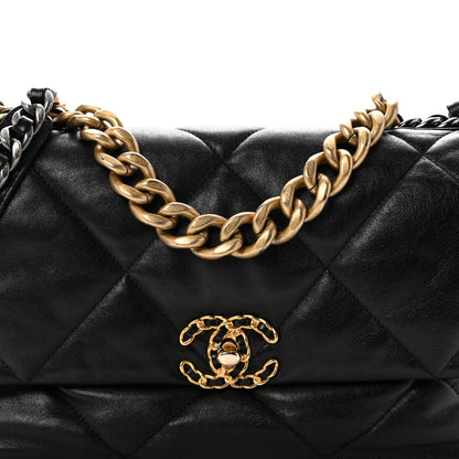 Chanel Shiny Goatskin Quilted Large Chanel 19 Flap Black 8 of 10