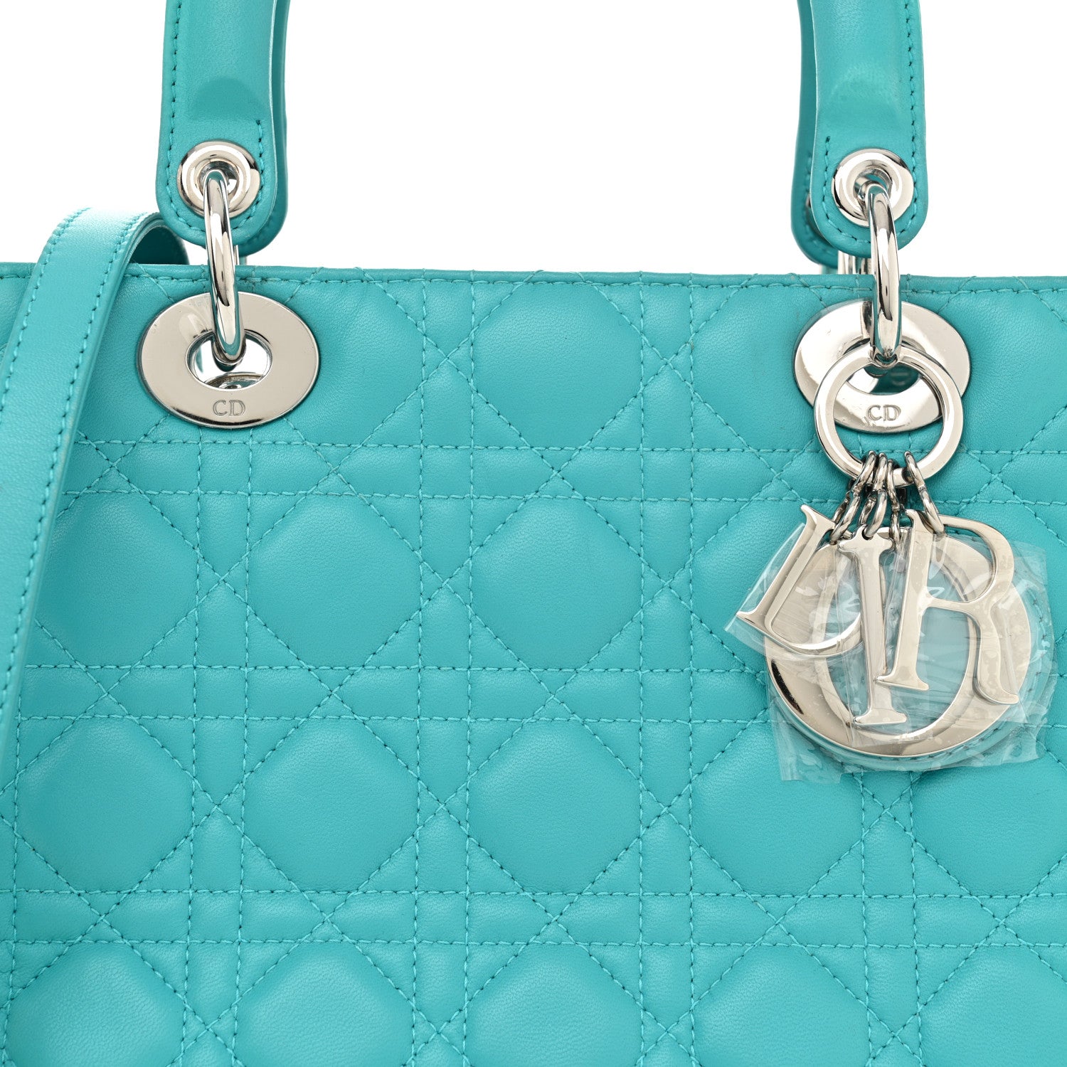 Christian Dior Lambskin Cannage Medium Lady Dior Turquoise 8 of 10