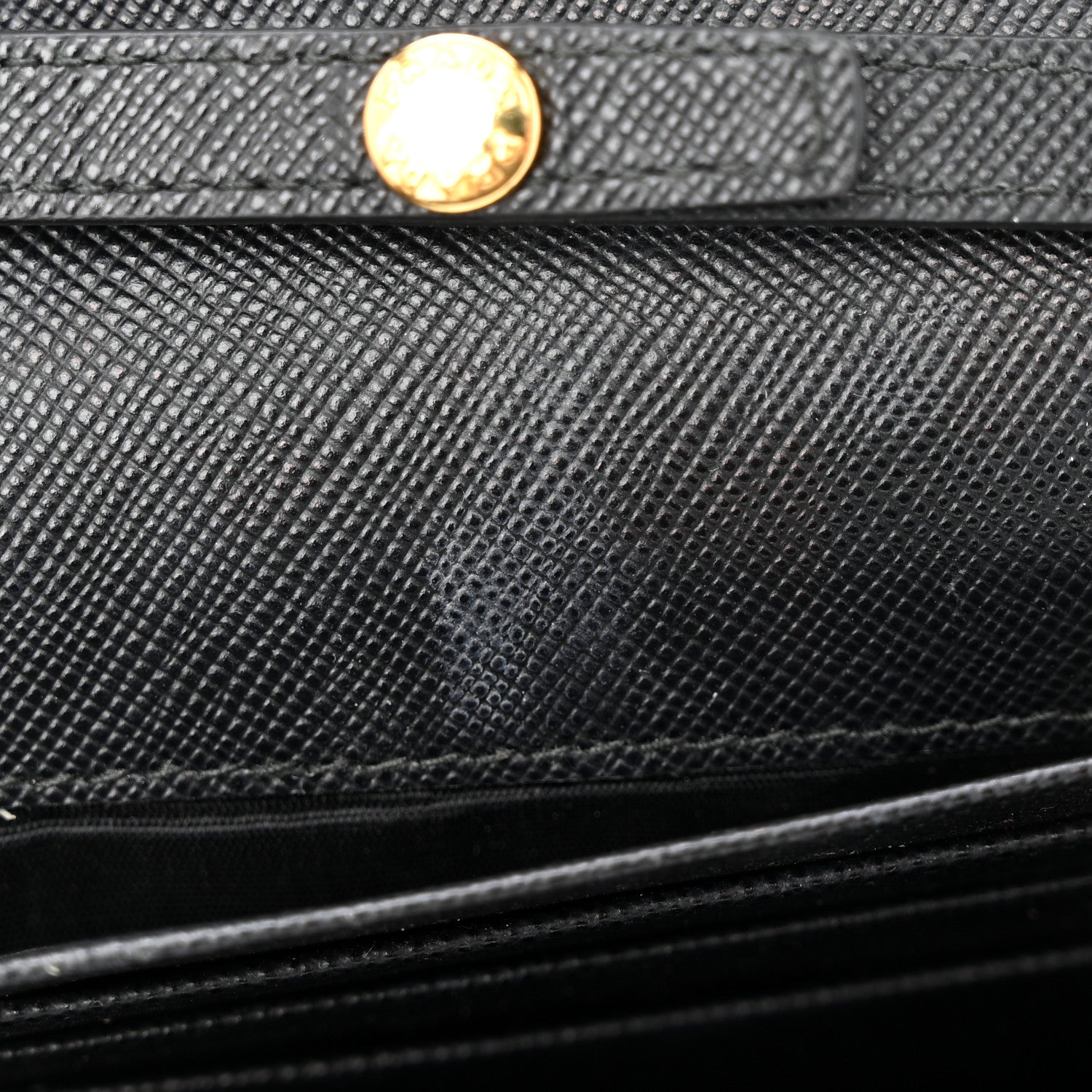 Prada Saffiano Metal Oro Chain Wallet Black 12 of 15