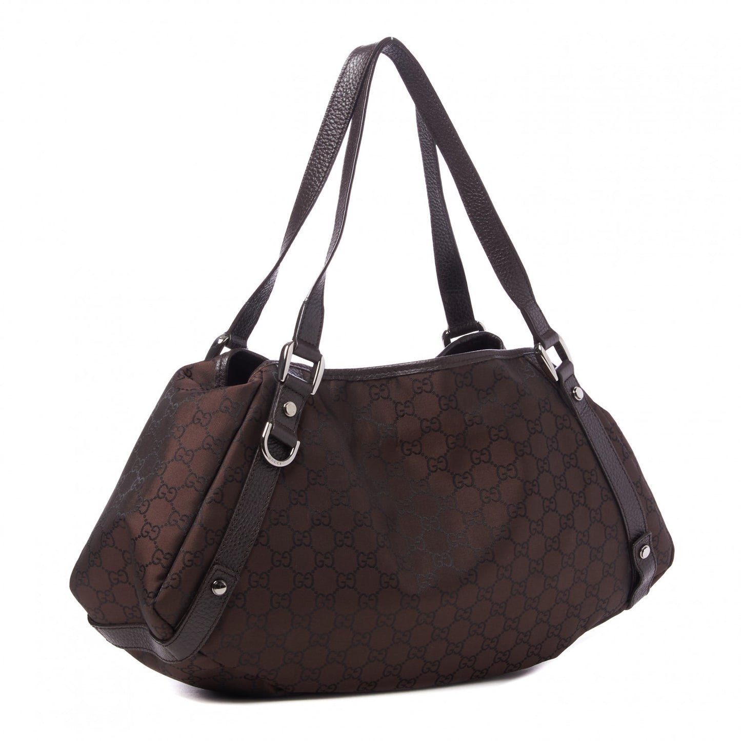 Nylon Monogram Medium Abbey Shoulder Bag Brown