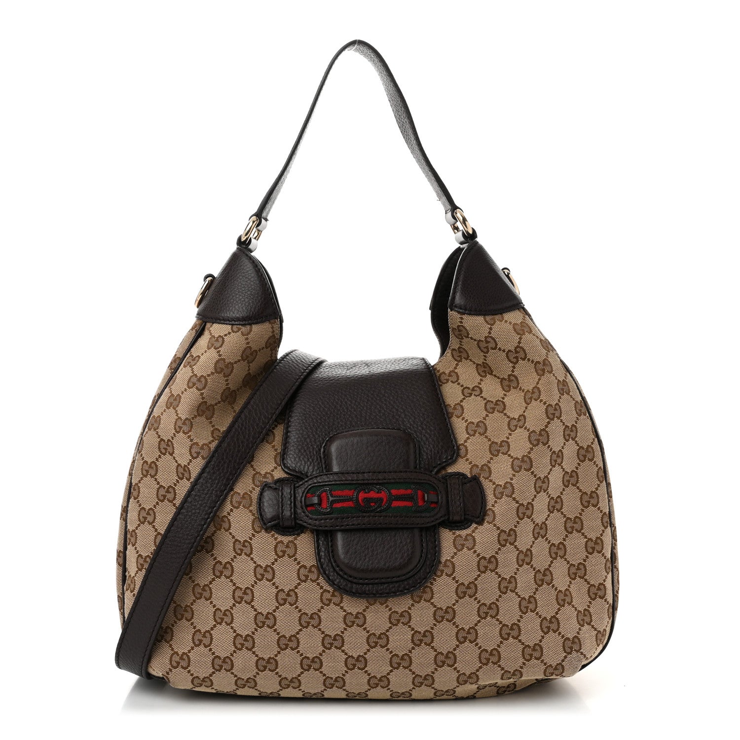 Gucci Monogram Web Medium Dressage Hobo Dark Brown 1 of 11