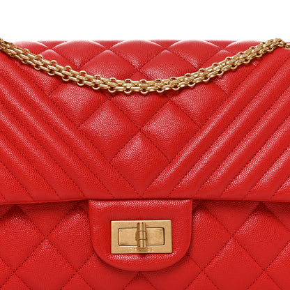 Chanel Caviar Chevron Quilted 2.55 Reissue 227 Flap Red 7 of 10
