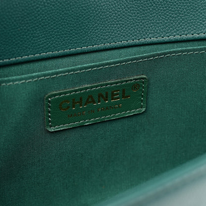 Chanel Caviar Quilted Medium Boy Flap Dark Green 6 of 13