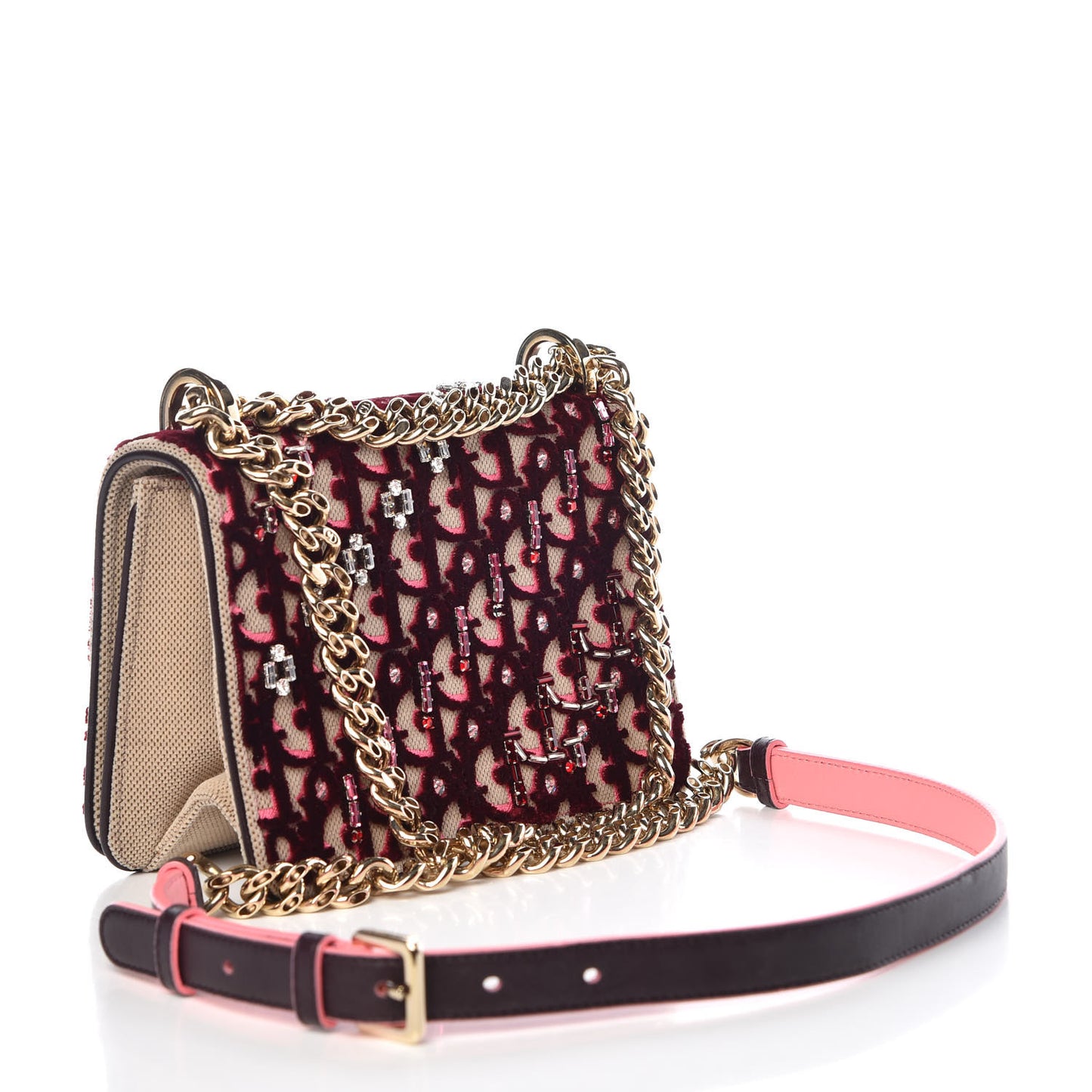 Velvet Crystal Small Diorama Club Flap Bag Plum