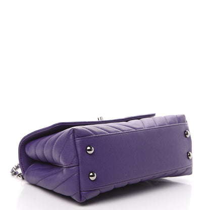Chanel Caviar Chevron Quilted Mini Coco Handle Flap Purple 3 of 11