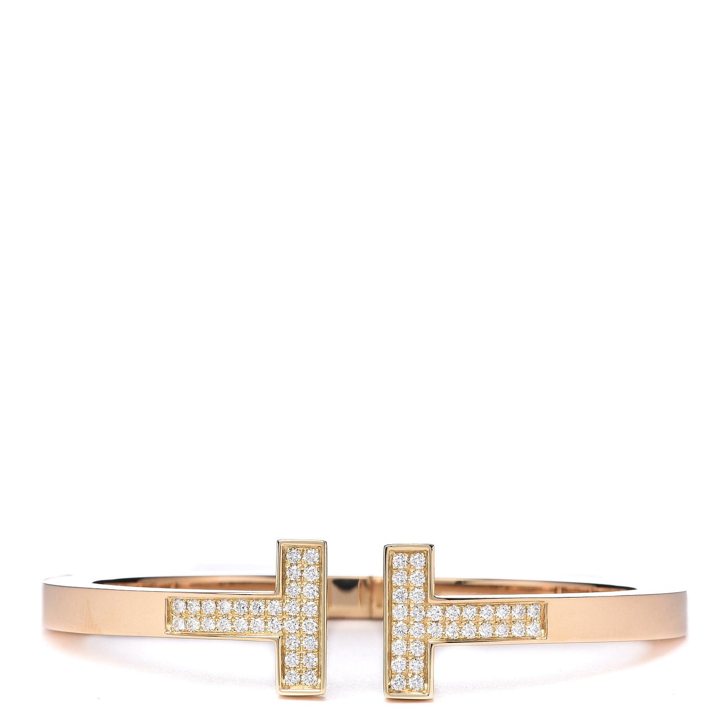 18K Yellow Gold Diamond T Square Pave Bracelet