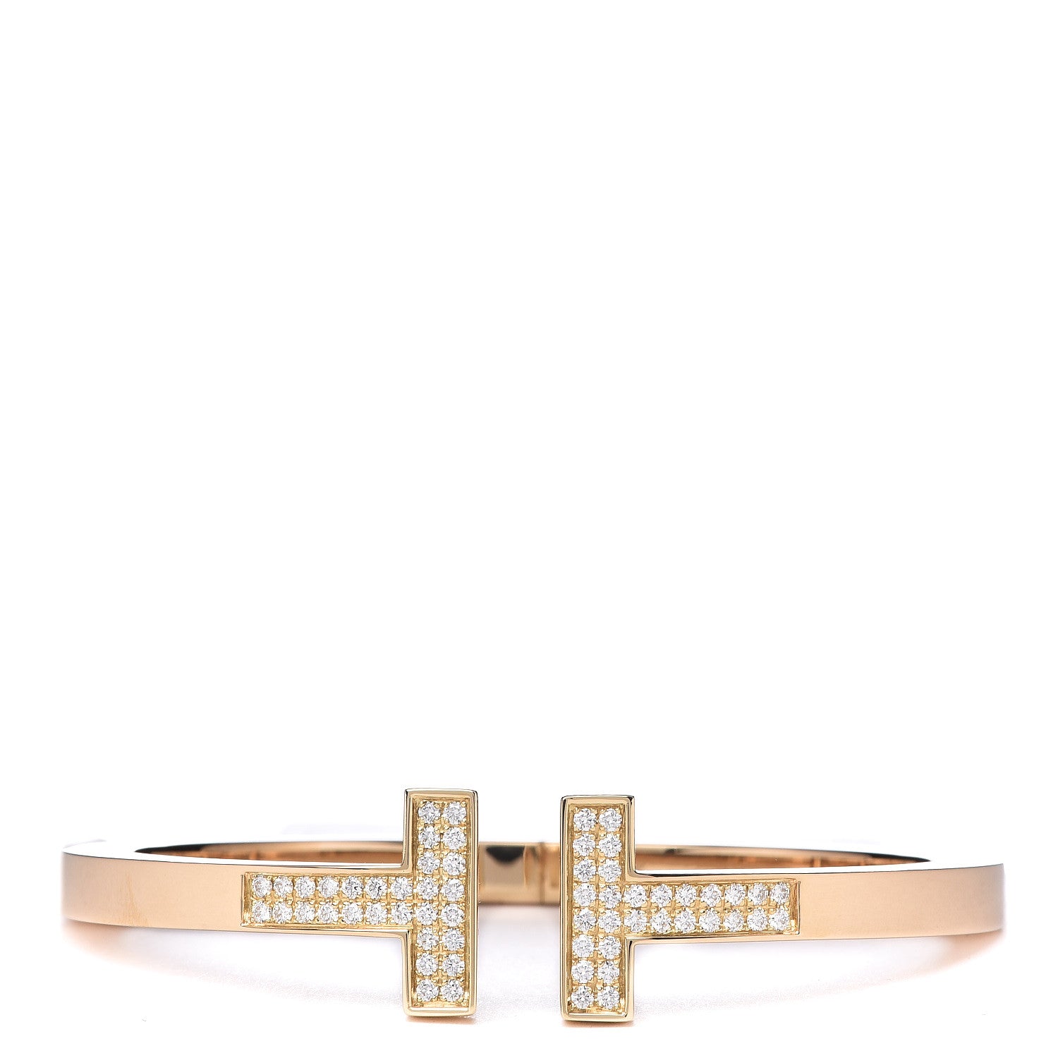 Tiffany 18K Yellow Gold Diamond T Square Pave Bracelet 1 of 5