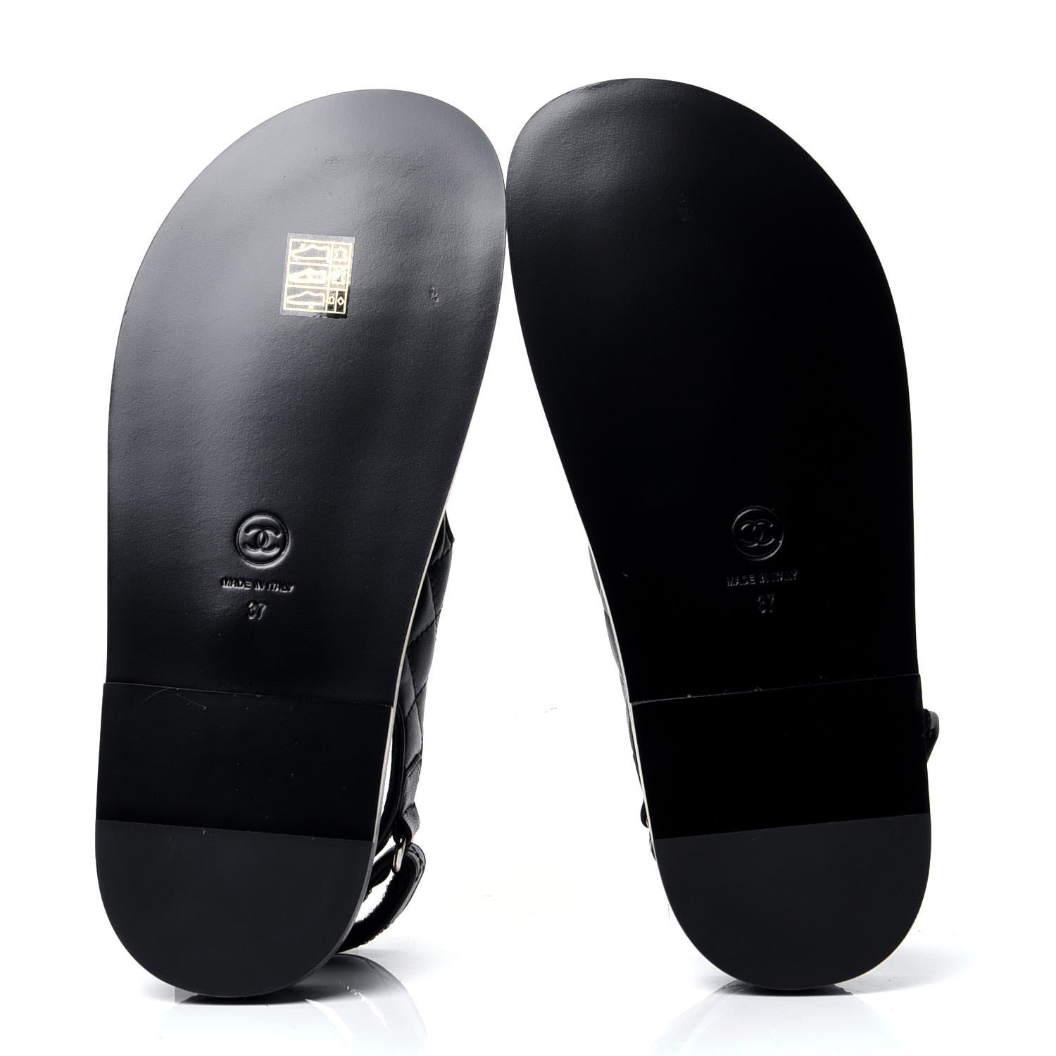 Chanel Lambskin Quilted Velcro Dad Sandals 37 So Black 5 of 6