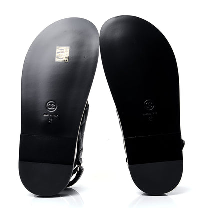 Chanel Lambskin Quilted Velcro Dad Sandals 37 So Black 5 of 6