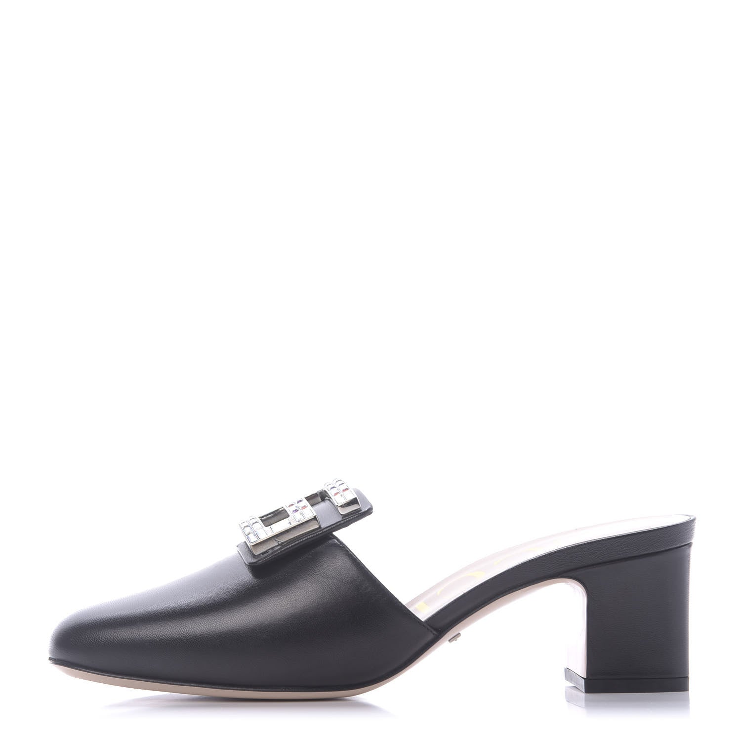 Gucci Malaga Kid Crystal Square G Madelyn 60mm Mules 37.5 Black 1 of 14