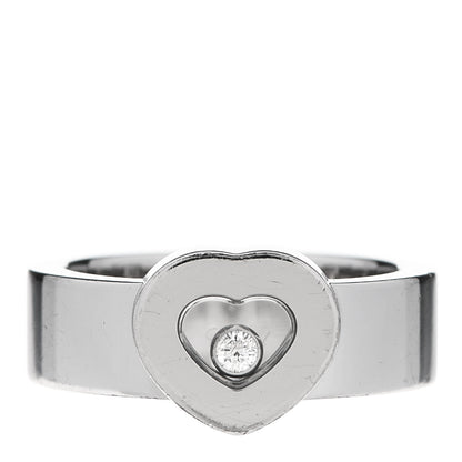 Chopard 18K White Gold Diamond Happy Diamonds Icons Heart Wide Ring 54 6.75 1 of 6
