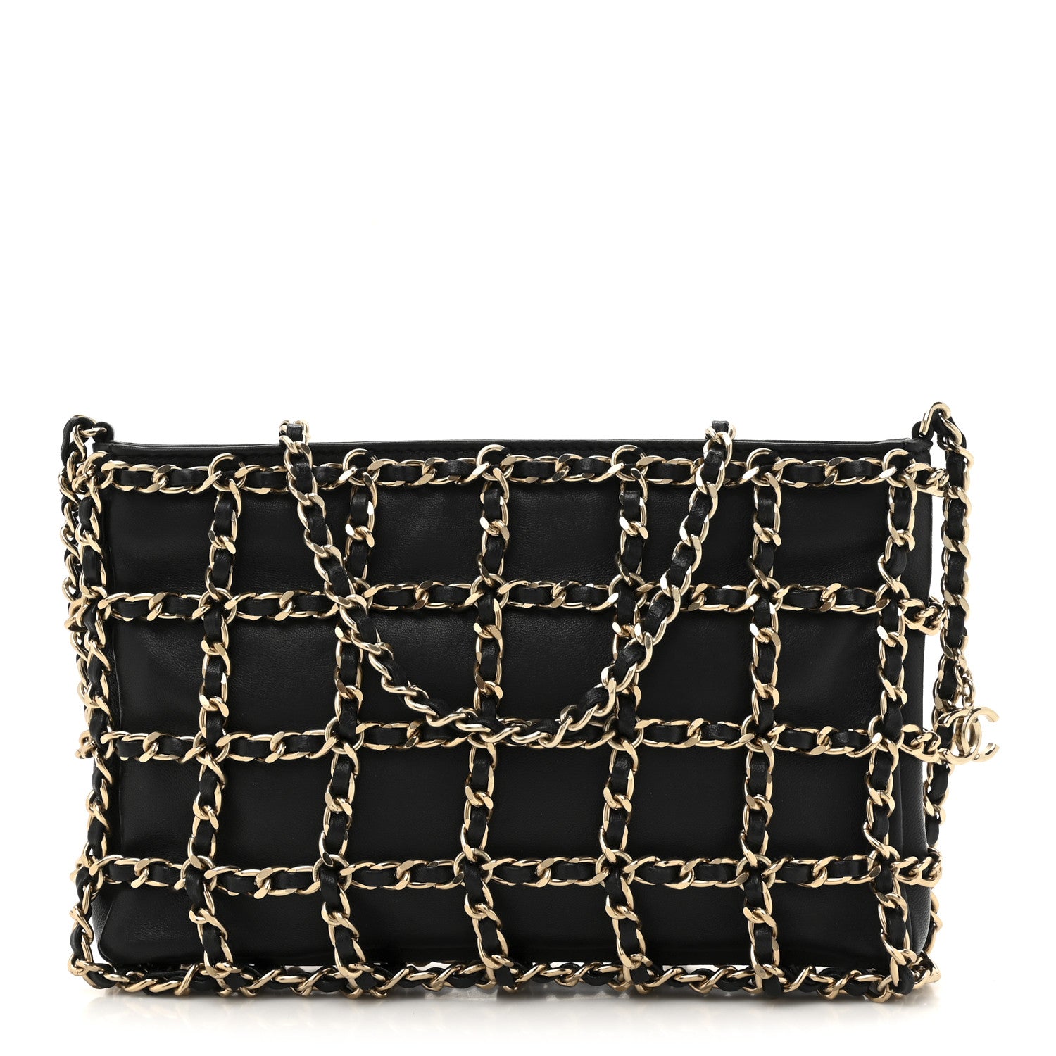 Chanel Lambskin Chain Frame Shoulder Bag Black 1 of 19