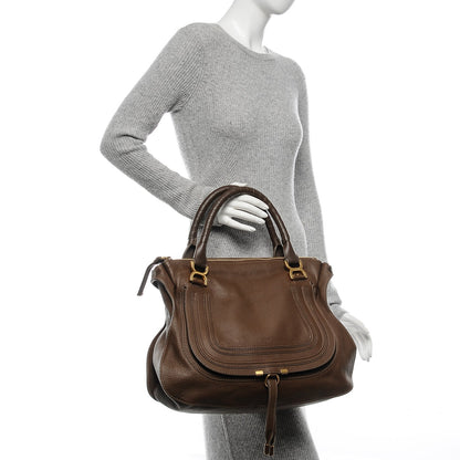 Chloe Calfskin Large Marcie Satchel Brown Seed 2 of 8