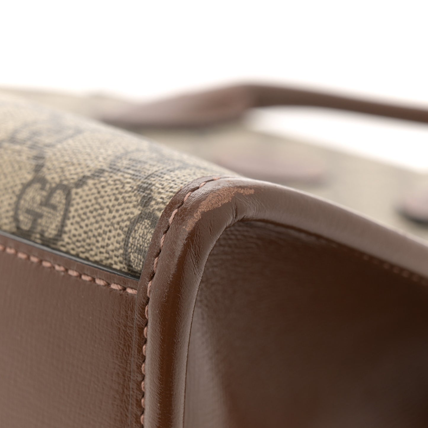 GG Supreme Monogram Azalea Calfskin Small Retro Interlocking G Tote Bag Beige Ebony Brown Sugar
