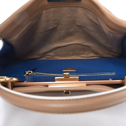 Fendi Vitello Seta Burro Large Peekaboo Iconic Satchel Cuoio Cobalto 6 of 11