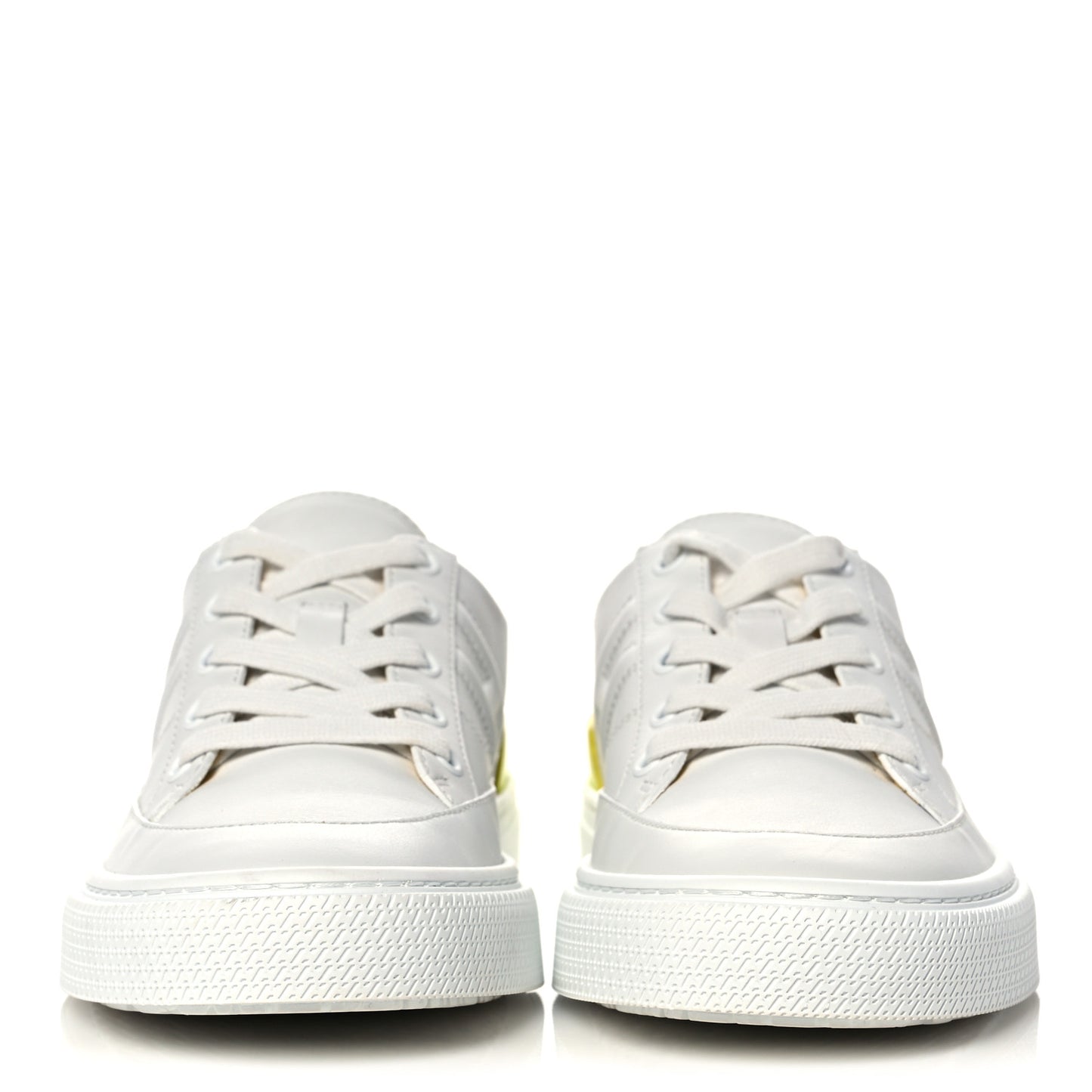 Calfskin Deep Sneakers 37.5 White Yellow