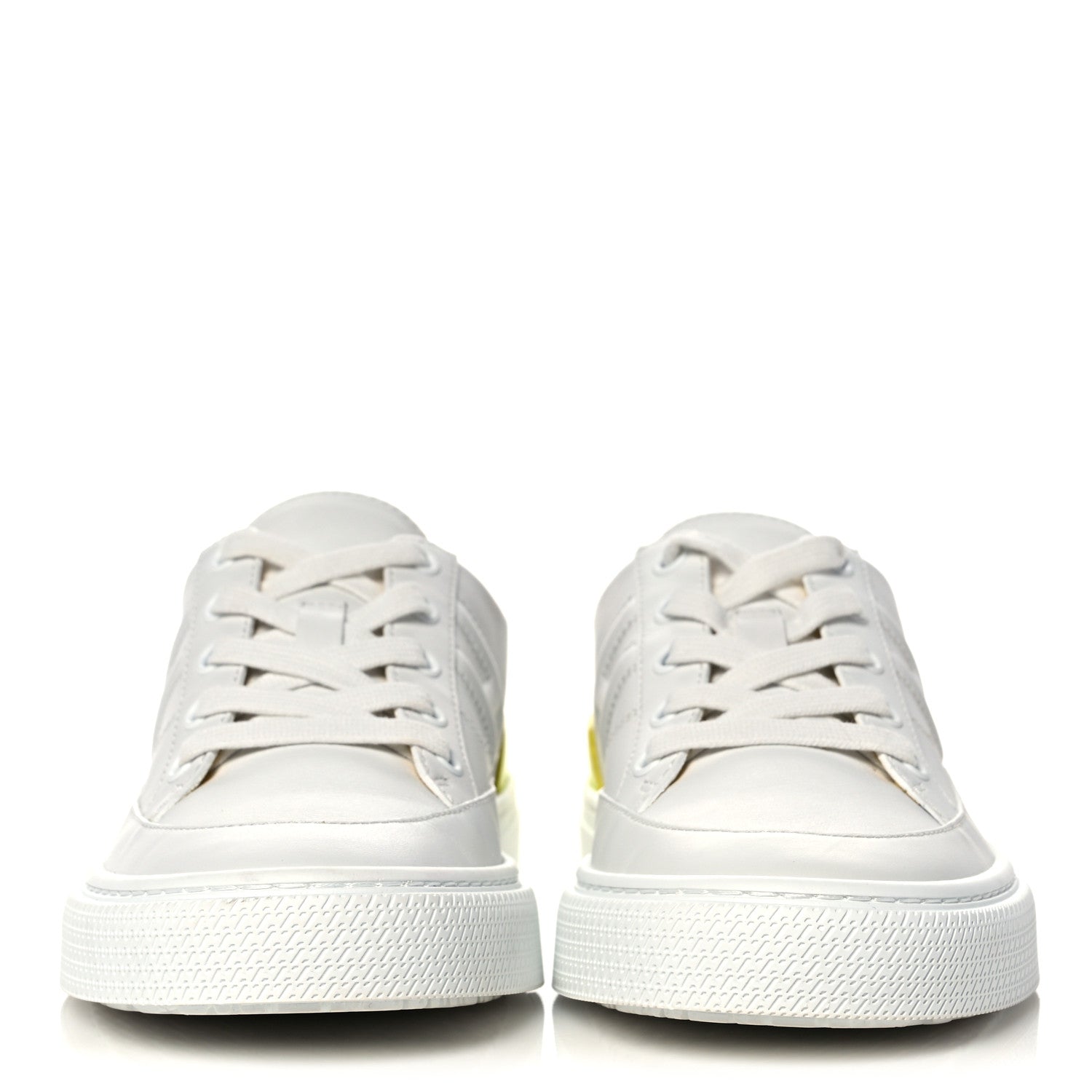Hermes Calfskin Deep Sneakers 37.5 White Yellow 2 of 8