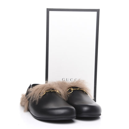 Gucci Calfskin Fur Mens Horsebit River Slingback Slippers 8 Black 8 of 8