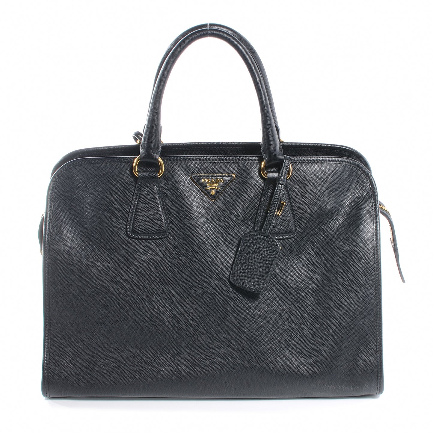 Saffiano Cuir Top Handle Dome Tote Black