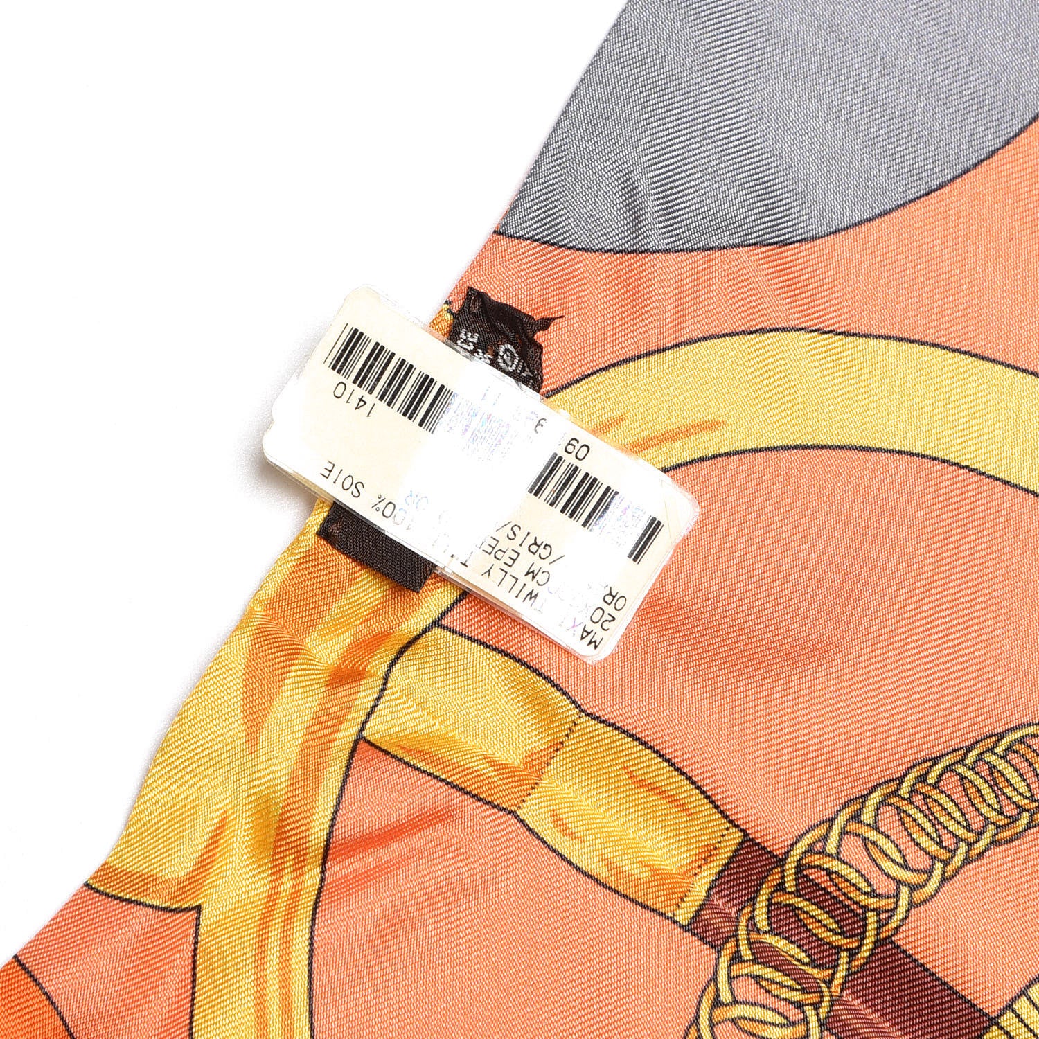 Hermes Silk Eperon D'Or Remix Maxi Twilly Orange Gris Or 3 of 5