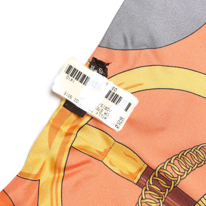 Hermes Silk Eperon D'Or Remix Maxi Twilly Orange Gris Or 3 of 5