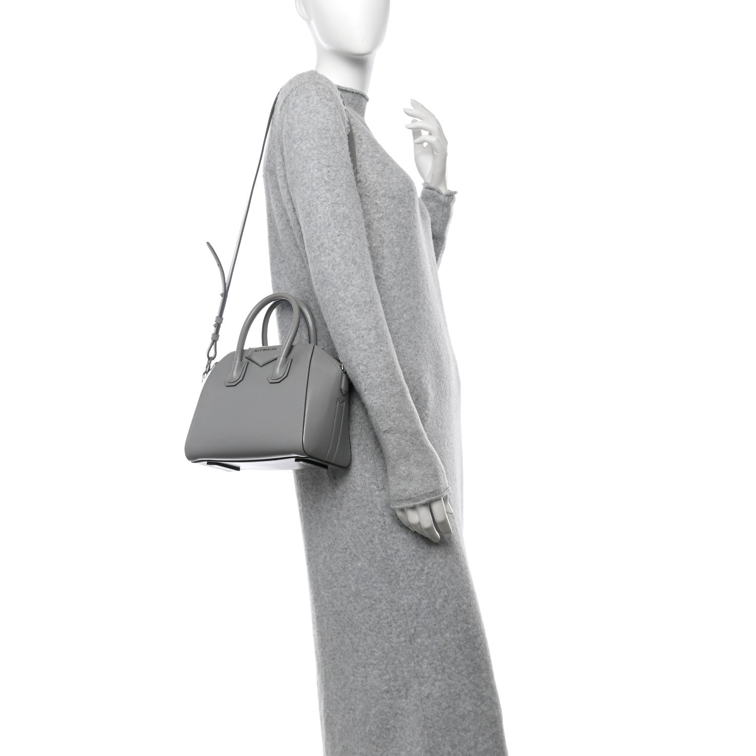 Givenchy Shiny Lord Calfskin Mini Antigona Pearl Grey 2 of 13