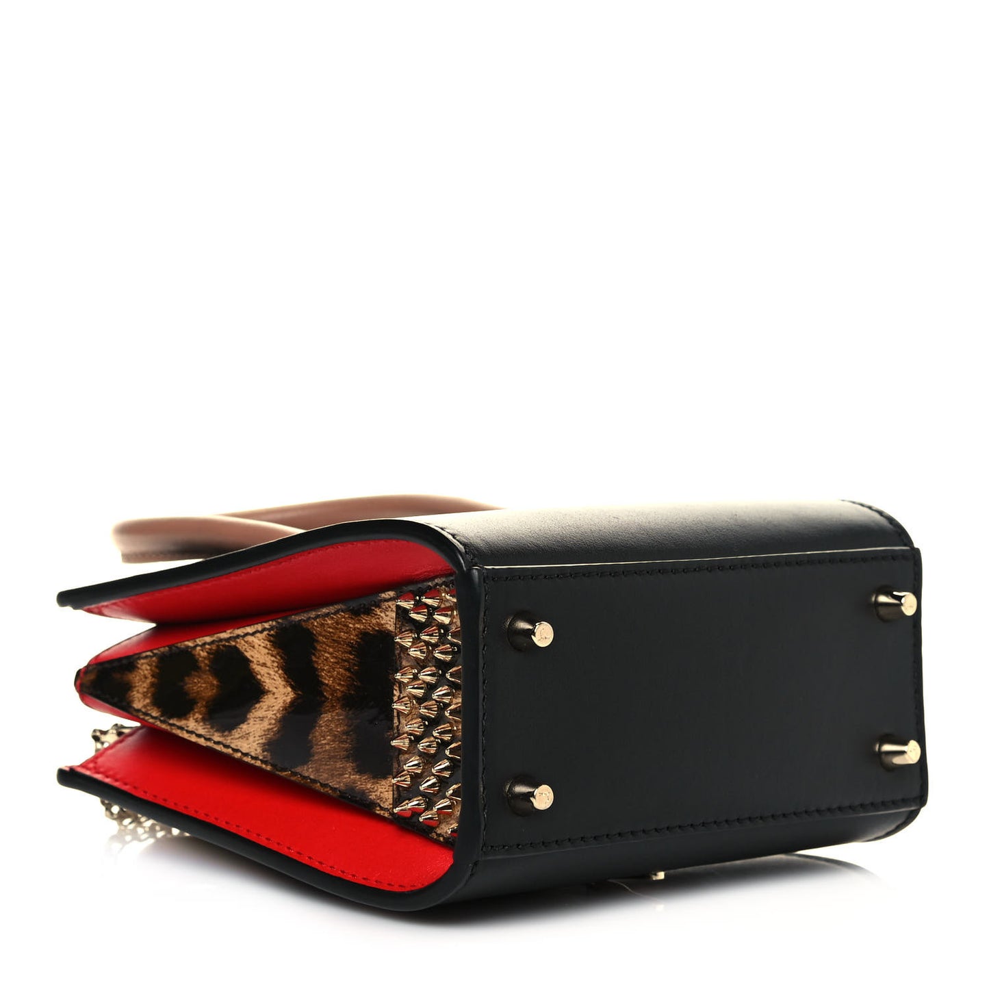 Calfskin Patent Leopard Studded Nano Paloma Black