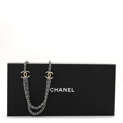 Chanel Metal Denim CC Double Chain Long Necklace Blue Gold 7 of 7