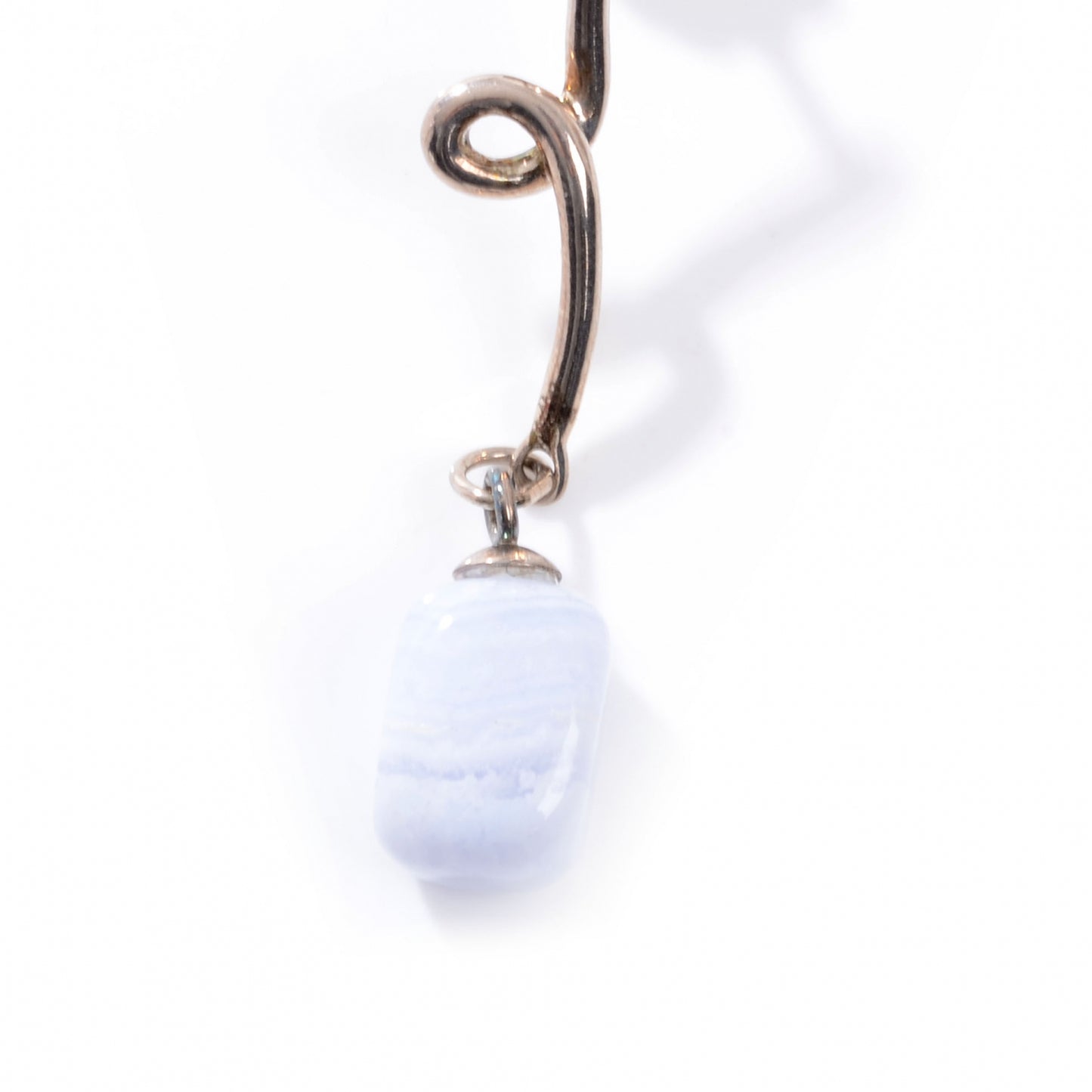 Sterling Silver Blue Lace Agate Twirl Drop Earrings