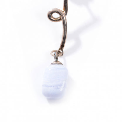 Tiffany Sterling Silver Blue Lace Agate Twirl Drop Earrings 3 of 4