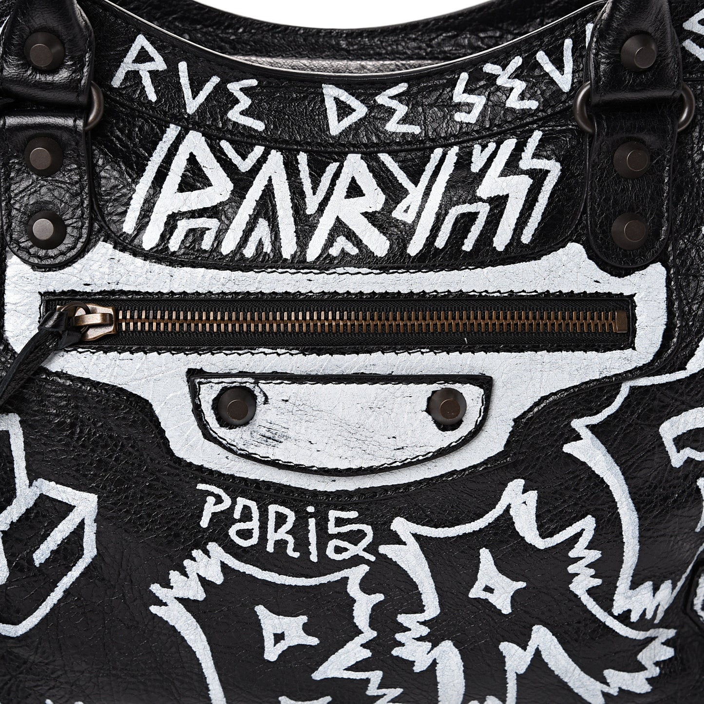 Agneau Arena Graffiti All Over Classic Hardware City Black White