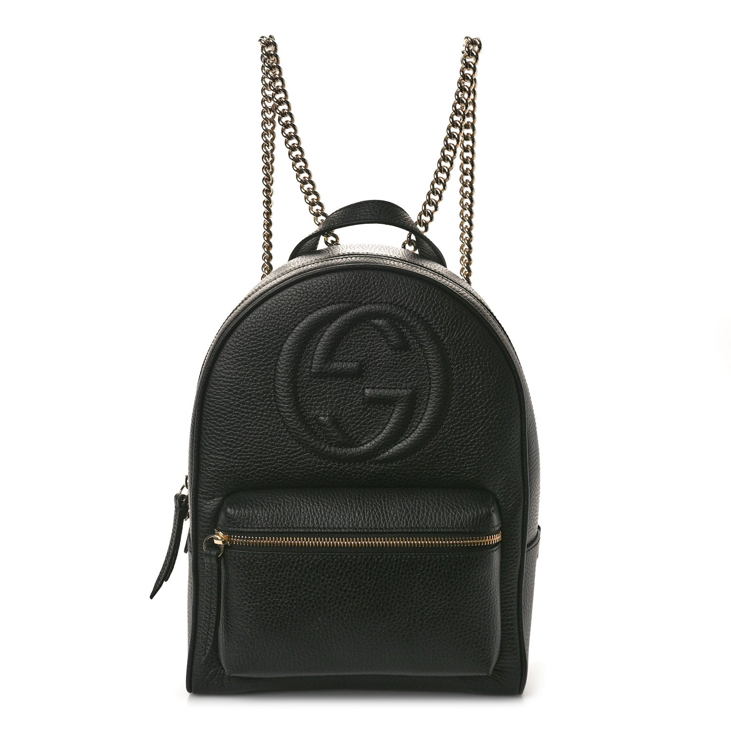 Pebbled Calfskin Soho Chain Backpack Black