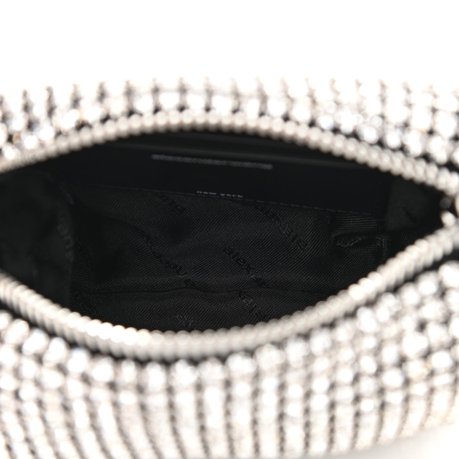 Alexander Wang Mesh Crystal Rhinestone Mini Heiress Pouch Black Silver 5 of 10