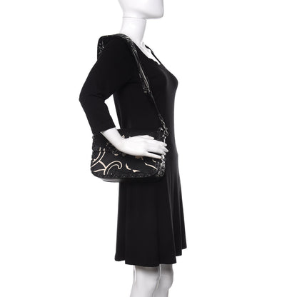 Valentino Garavani Calfskin Panther Medium Guitar Strap Rockstud Rolling Flap Saddle Bag Black 2 of 9