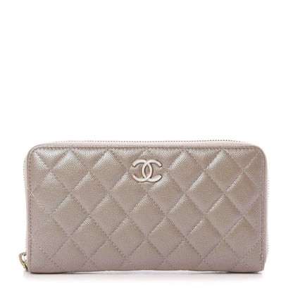 Chanel Iridescent Caviar Quilted Long Zip Around Wallet Beige 1 of 12