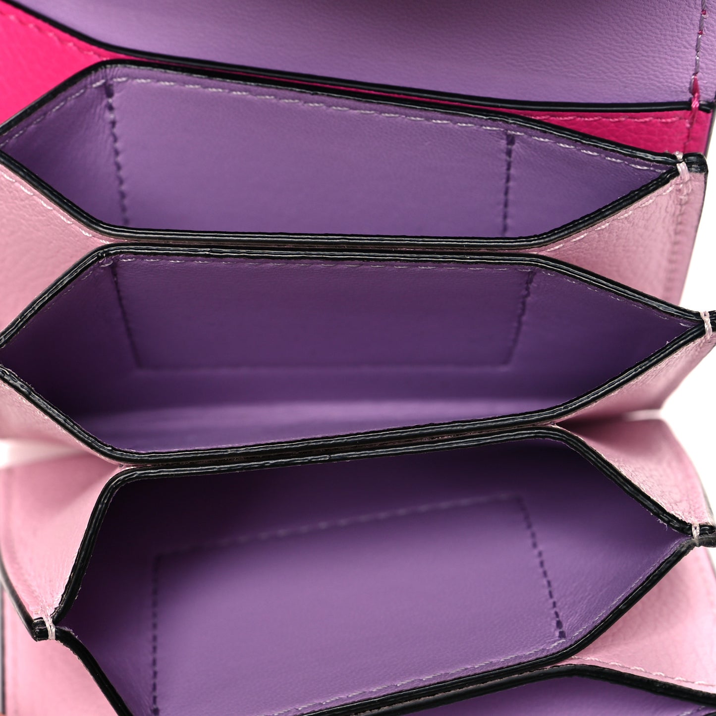 Grained Calfskin Medusa Card Holder Fuchsia Light Pink