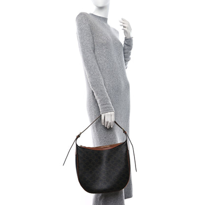 Celine Calfskin Triomphe Canvas Heloise Shoulder Bag Tan 2 of 9