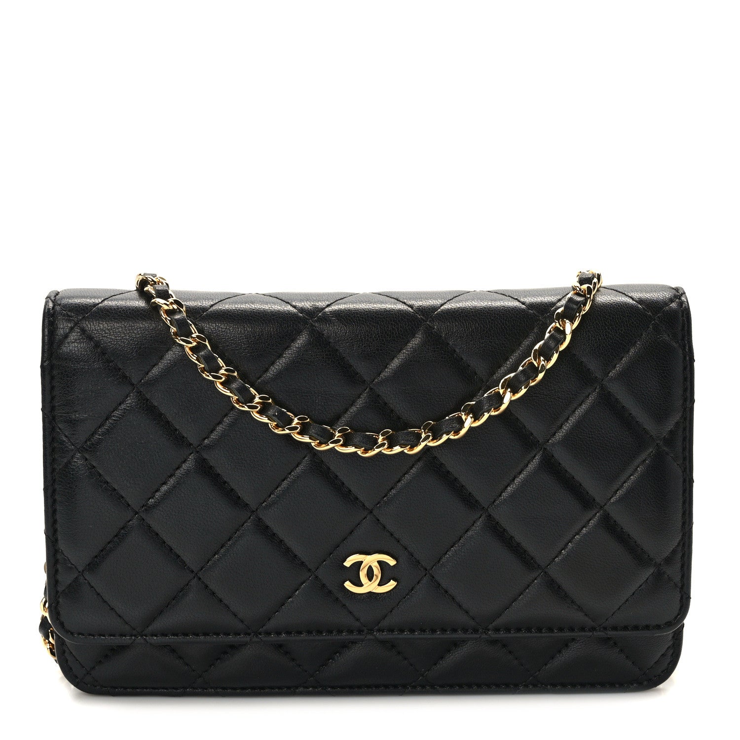 Chanel Lambskin Quilted Wallet On Chain WOC Black 1 of 12