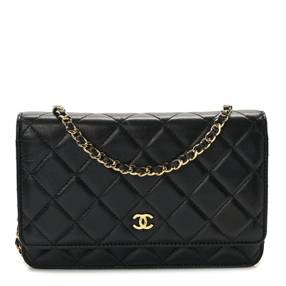 Chanel Lambskin Quilted Wallet On Chain WOC Black 1 of 12