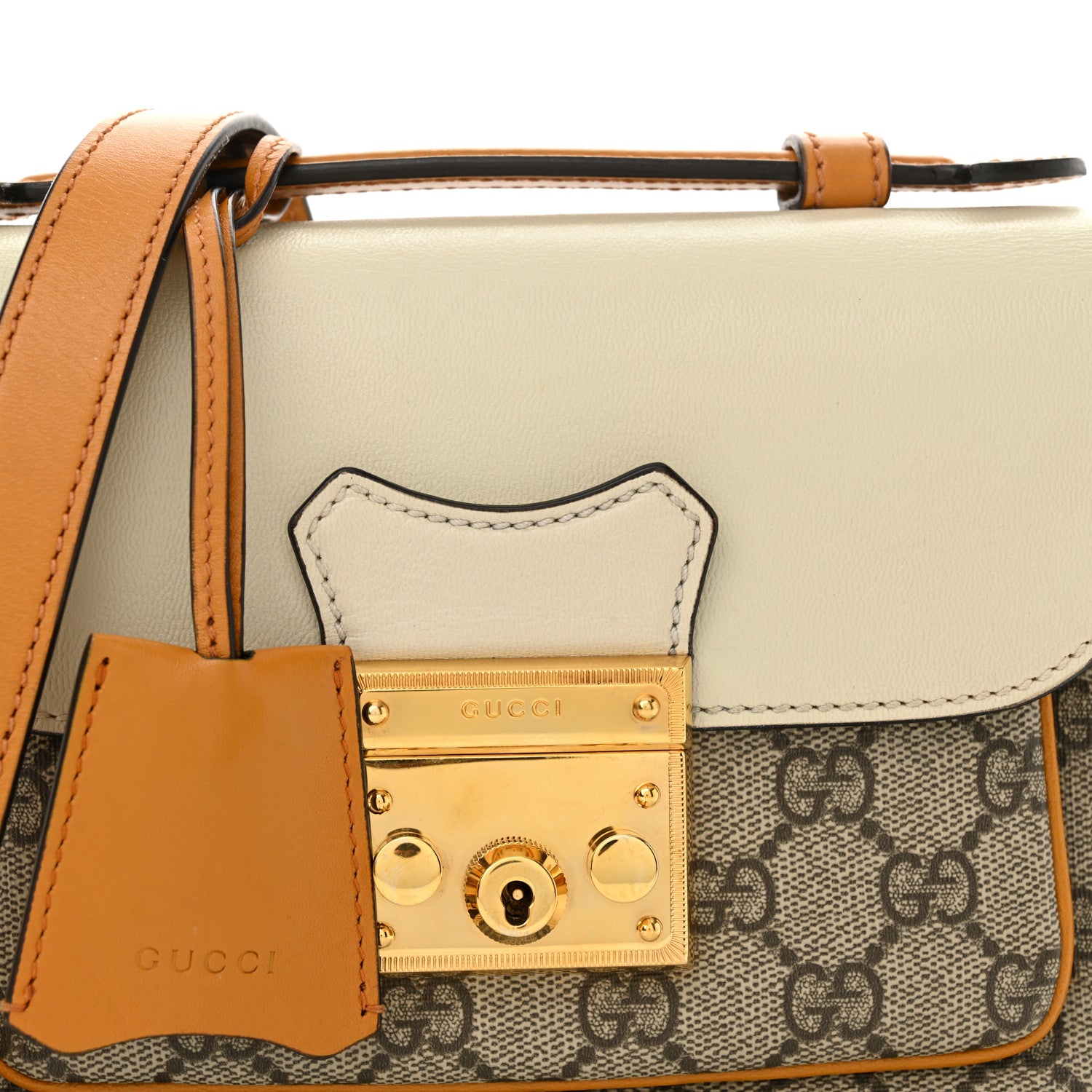 Gucci GG Supreme Monogram Calfskin Mini Padlock Flap Pocket Shoulder Bag Beige Mystic White Sun Oil 8 of 11